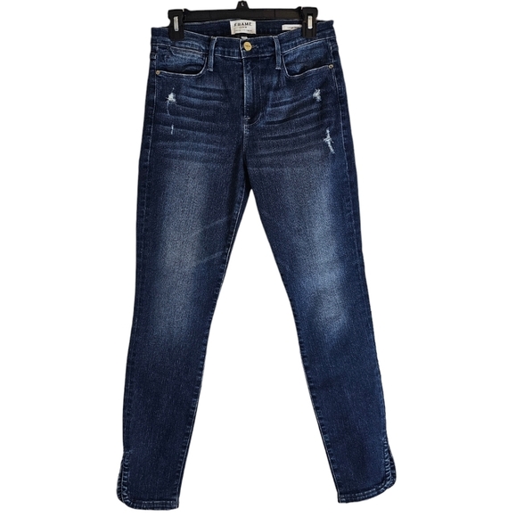 Frame Denim High Rise Skinny Blue Jeans 29 Preowned - Picture 1 of 9